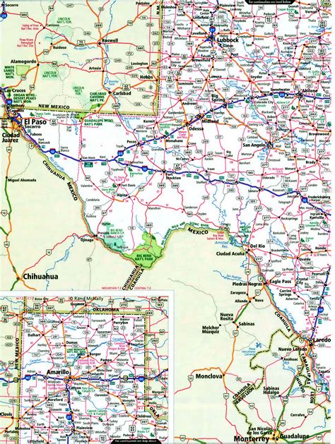 Detailed map of the interstate highways of Texas I-10, I-20, I-30, I-35 ...
