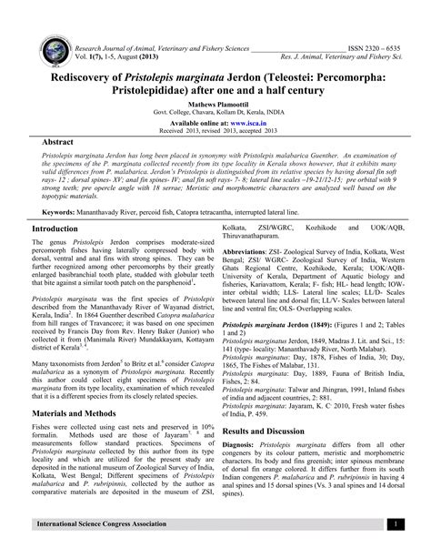 Rediscovery of pristolepis marginata | PDF