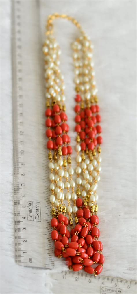Matte finish coral-pearl beaded multi layer mala dj-48481 – dreamjwell