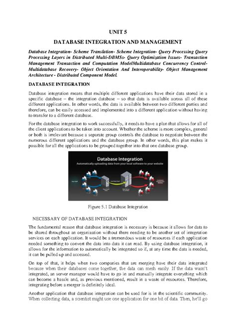 UNIT-5 OF Database Management System - UNIT 5 DATABASE INTEGRATION AND ...