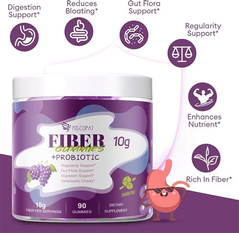 Migcopat 10G Fiber Gummies with 30 Billion CFU Probiotics, India | Ubuy