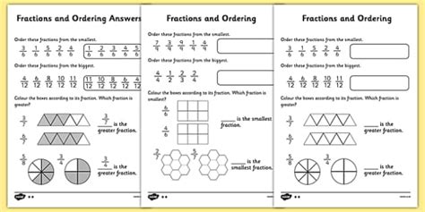 How Do You Order Fractions from Smallest to Largest Sheets