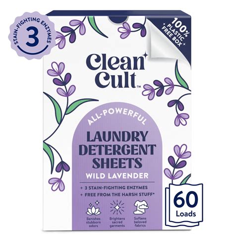 Cleancult Laundry Detergent Sheets - 3 Stain Fighting Enzymes - Liquidless Laundry Detergent ...