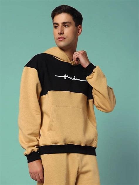 LIBERTY FLEECE COLORBLOCK CO-ORD BEIGE BLACK | Buy Online at Wearduds India