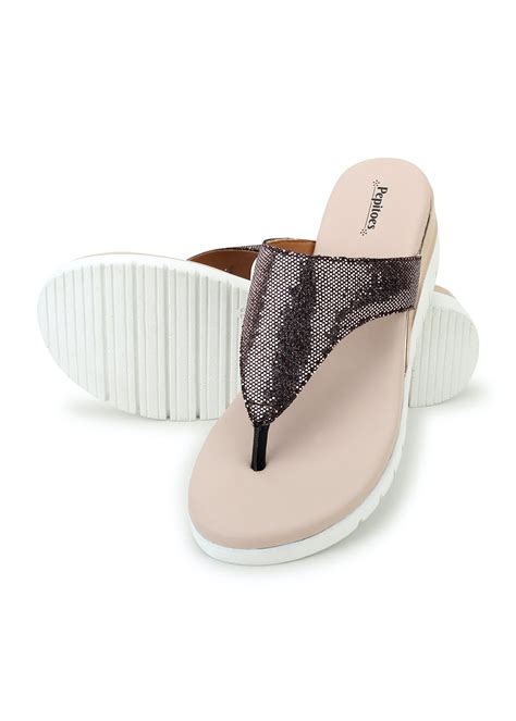 Get Shimmery Strap Nude & Rose Gold Wedges at ₹ 1499 | LBB Shop