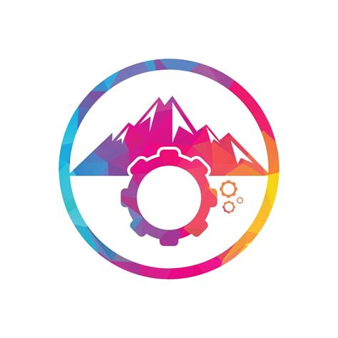 Projeto do ícone do logotipo da engrenagem da montanha | Vetor Premium