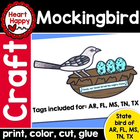 Mockingbird Craft | State Symbols Craft | Bird Craft | Spring Craft ...