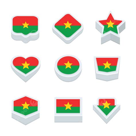 Collection Of Burkina Faso Flag Icons And Buttons In Nine Unique Styles ...