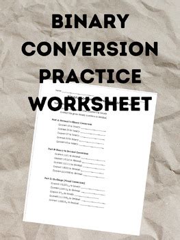 Image result for Binary Conversion Worksheet