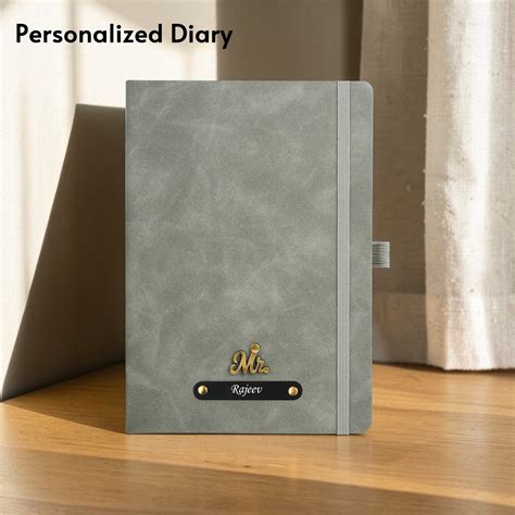 Personalized Inkspire Diary With Name & Charm - Grey