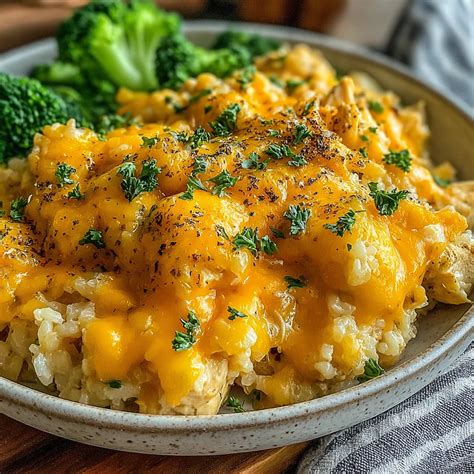 Slow Cooker Cheesy Broccoli Rice & Chicken - Lora Chef