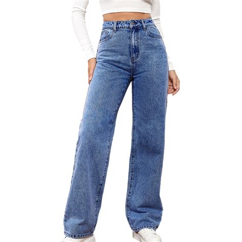 Ruimatai Women's Wide Legs Jeans Fashion Women High Waisted Stretch ...