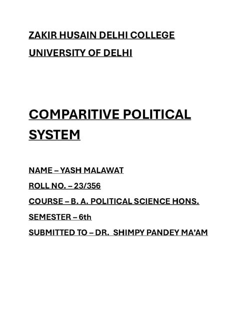 Comparative Political System: Israel - B.A. Political Science Hons. Sem ...