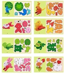 TEMSON 3D Wood Jigsaw Puzzles in Animals Shapes for Small Kids, Pack of ...