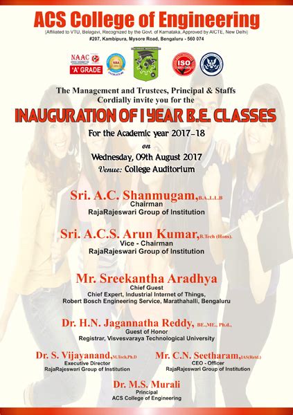 Inauguration of 1st Year BE Classes for Academic year 2017-18 - ACSCE