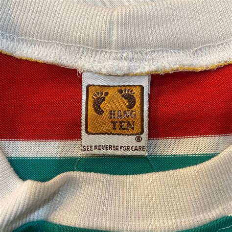 L【90's made in USA HANG TEN】mulch striped pattern t-shirt | skrova