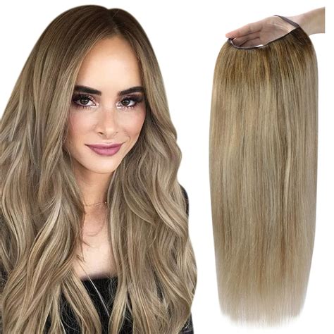 Amazon.com : Full Shine 18 Inch Half Wig Human Hair Balayage Color 3 ...