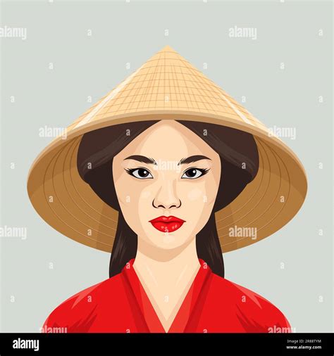 Vector Portrait of Beautiful Young Asian Woman with Chinese, Asian ...
