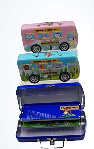 Krh Double Decker Bus Style Three Layer Metal Pencil Box, Pencil Case ...