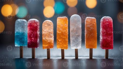 Ice treats with icy flavors in stick form. 49720103 Stock Photo at Vecteezy