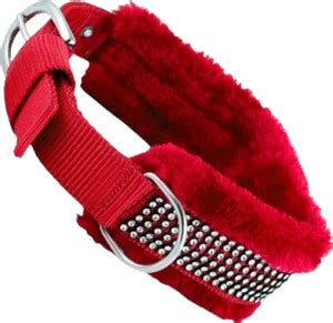 Munchos Luxerious Soft Fur Dog Collar with Sparkling Studs | Color May ...