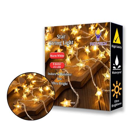 Buy fizzytech 25 Led 4 Meter Star String Lights,Plug in Fairy String ...
