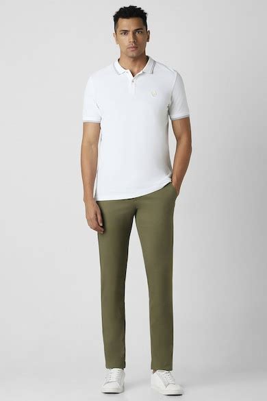 Buy Men Olive Solid Slim Fit Trousers Online - 39664502 | Van Heusen