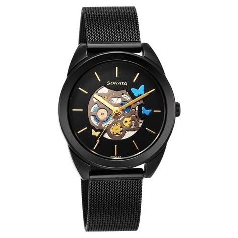 Buy Online Sonata Unveil Quartz Multifunction Black Dial Stainless ...