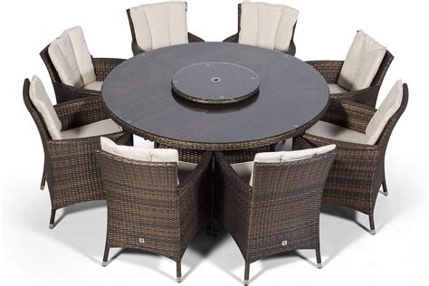 Savannah Rattan Dining Set | Round 8 Seater Brown | Ubuy India