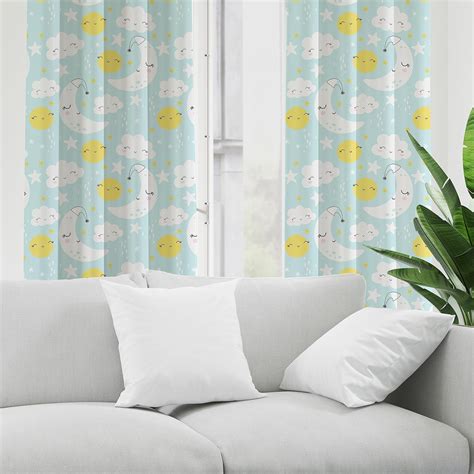 Cloud Moon Star Kids Curtains – Dreamy Nursery Decor – The Purple Tree