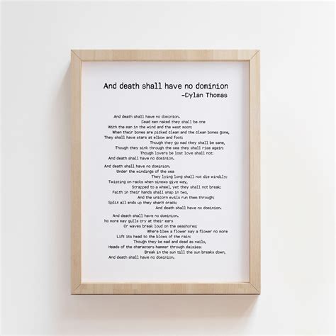 And death shall have no dominion Dylan Thomas poem print on | Etsy