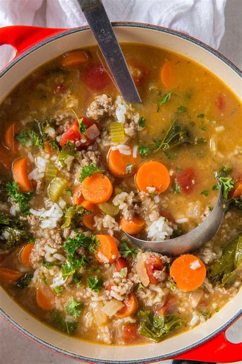 Ground Turkey and Rice Soup with Kale | Recipe | Turkey soup recipe ...