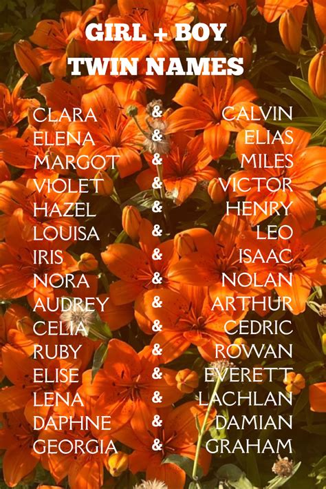 Girl + Boy Twin Names | Twin names, Names, Writing inspiration prompts