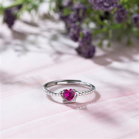 Alora Ruby Heart 925 Sterling Silver CZ Ring for Women (Adjustable ...