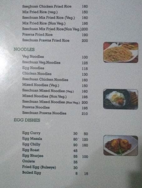 Menu at Photo frame works, Mysuru