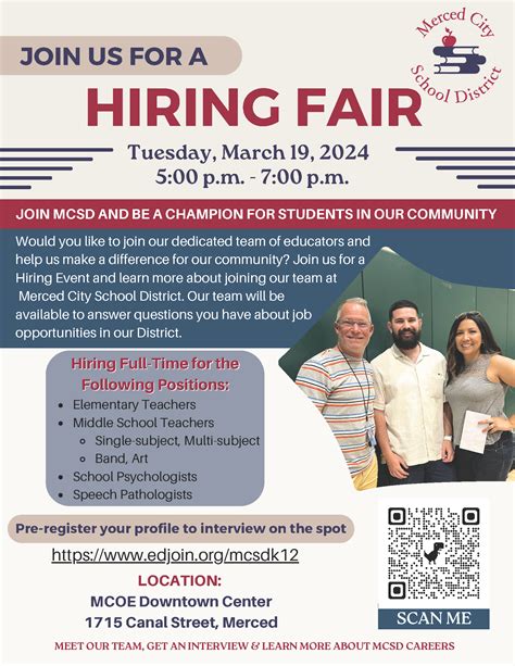 MCSD Teacher Hiring Fair at Merced City Elementary | EDJOIN