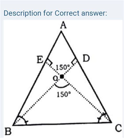 Let O be the orthocentre of the triangle ABC. If ∠BOC = 150°, Then ∠BAC ...