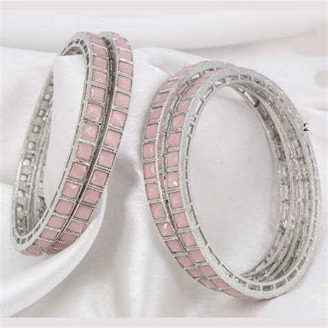 Pooja Bangles Silver Plated Crystal Stone Bangles Set – JewelEMarket