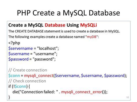 Image result for CreateDatabase MySQL with PHP