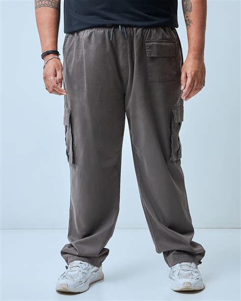 Buy Men's Grey Baggy Oversized Plus Size Cargo Pants Online at Bewakoof