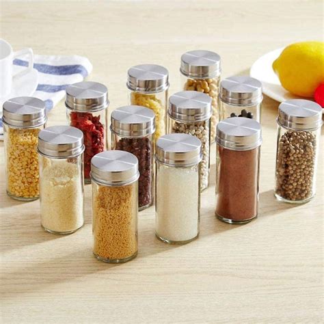 Buy Lavnik 6 Pcs Glass Spice Jars - Empty Round Spice Storage ...