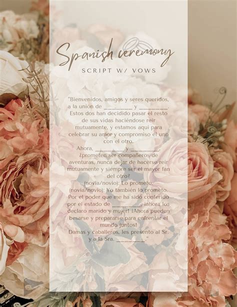 Spanish Wedding Ceremony Script W/ Vows, Professionally Written I ...