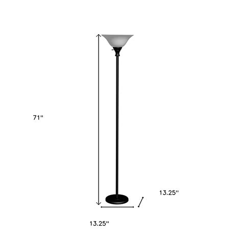 HomeRoots 526239 71 in. Black Torchiere Floor Lamp with Black Frosted ...