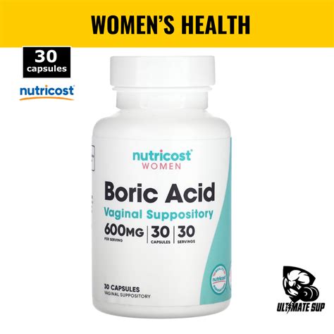 Nutricost, Women, Boric Acid, Vaginal Suppository, 30 Capsules