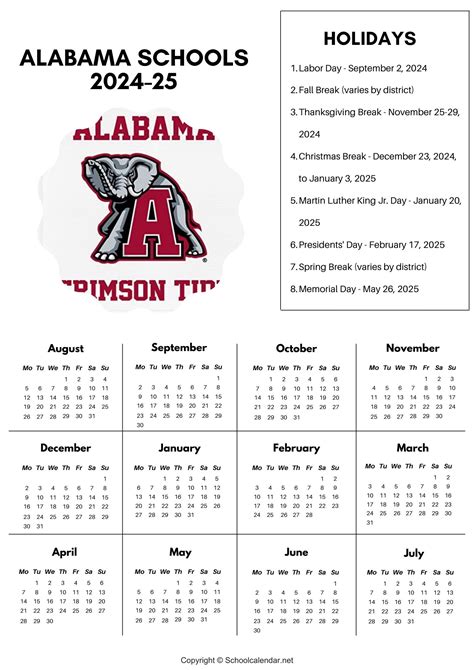 Alabama School Calendar 2023-2024 [County School District]