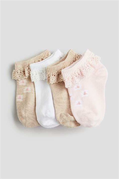 4-pack shaftless socks - Light pink - Kids | H&M IN