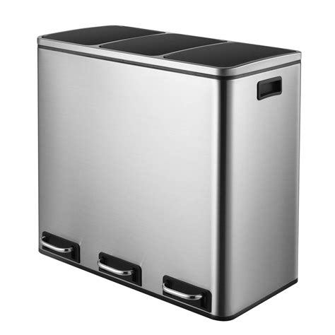 HEMBOR Trash Can, 14.3 Gallon (54L) Pedal Step Rubbish Bin, Stainless ...