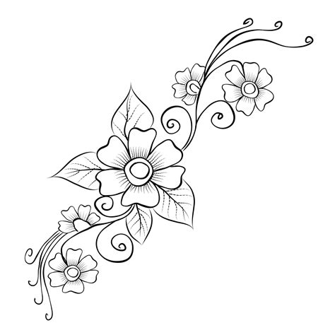 Premium Vector | Free vector line art and hand drawing flower art black ...