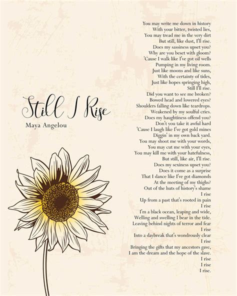 I Rise Maya Angelou Still I Rise Poem Wall Art self respect | Etsy
