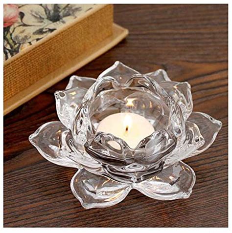 Buy Mirakii Glass Lotus Tealight Candle Holder – Crystal Clear ...
